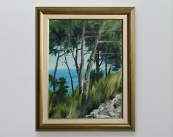 Original oil painting, nature, landscape, framed, original artwork, art, wall art, oil on canvas, seaside, walk, coast, framed