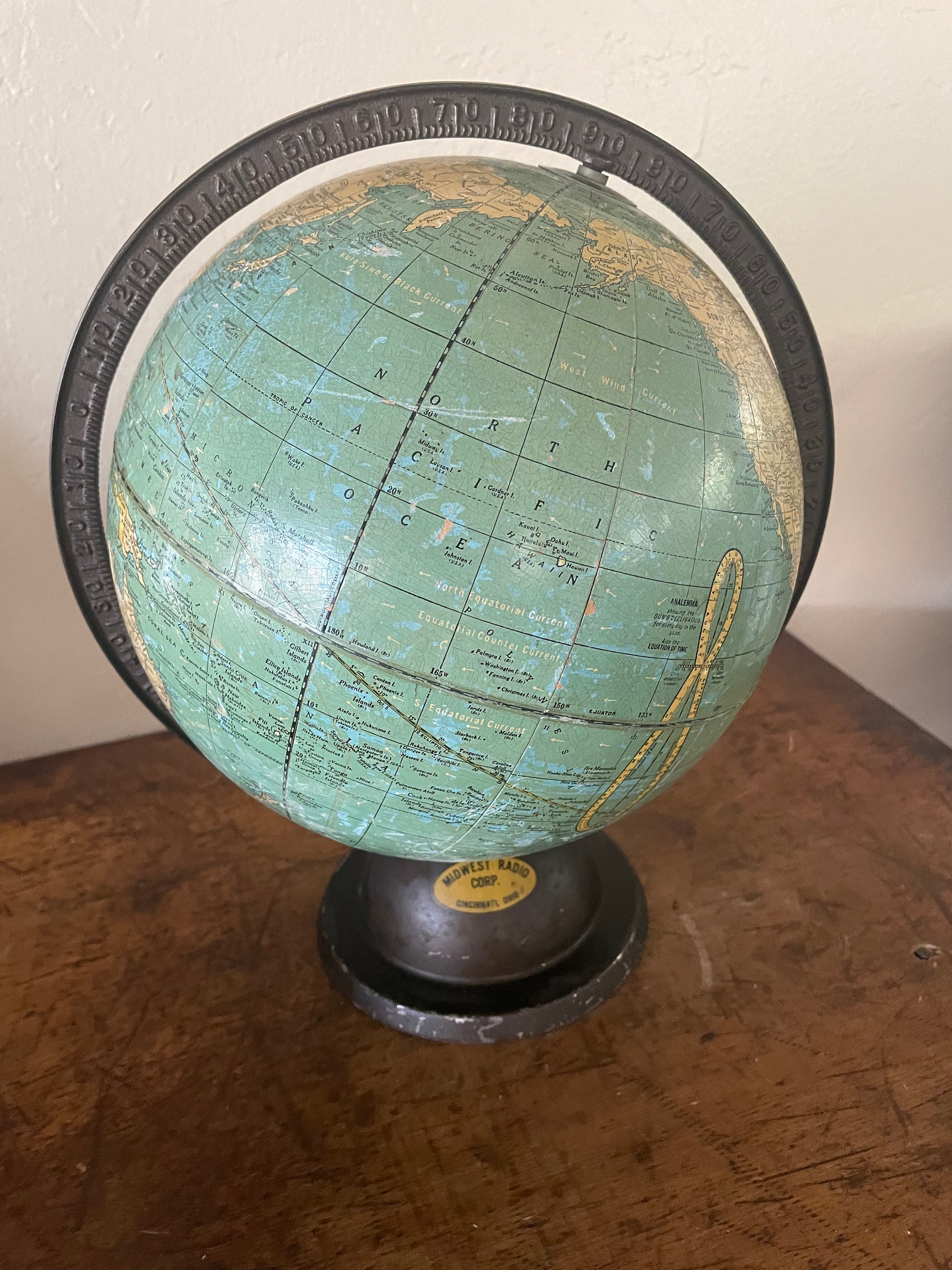 Vintage George F. Cram Company Classica World Globe Lighted