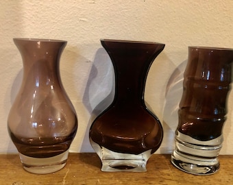 Vintage BudPurple Glass Vase set!
