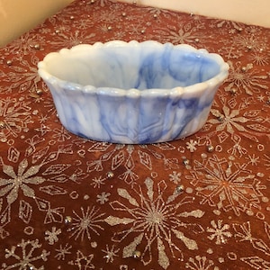 Vintage Akro Agate Blue Slag glass Oval Dish/Planter 654 Made in USA