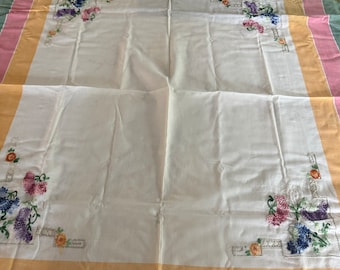 Vintage cotton tablecloth with great colors