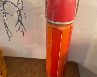 Vintage 1974 Thermos King Seeley Orange Metal Thermos