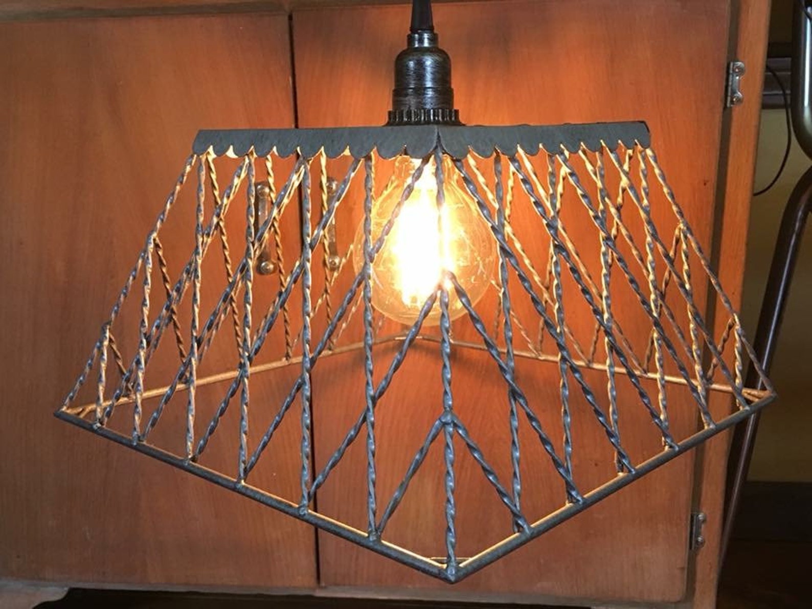 Vintage Silver Wire Basket Chandelier Etsy