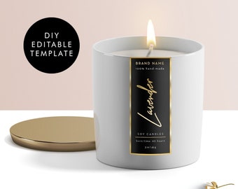 DIY Candle labels 1.5 x 3'' - Editable Vertical Label Tempalte - Faux Gold, Copper - DIY Product label - Printable Custom Label Design
