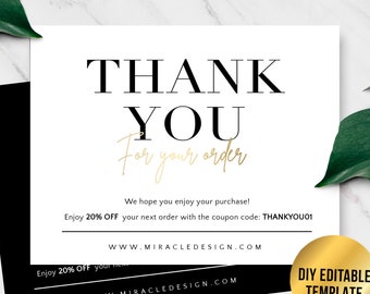 Thank You Cards, DIY Thank You Card, Packaging Insert, Business Printable Review Cards, Customer Thank You, Order Business Card,