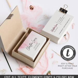 Printable Business Card, DIY Business Card, Editable Feminine Business Card Template, Elegant Watercolor Business Card, DIY Template