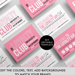 Small Business Loyalty Card, Feminine Loyalty Card, Editable Punch Loyalty Card Template Rewards Program DIY Beauty Business Lash, Club card