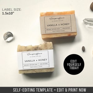 Soap label template, Editable soap label, DIY label, Bath product label , Reusable label template, Soap label, Templett, Label 1.5&#39;&#39;x10&#39;&#39;