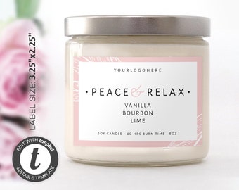 Printable Candle Label Template - Custom Candle Label - Custom Label Design - Editable Product Label - Jar Label - Candle label 3.25"x2.25"