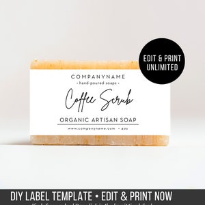 Custom Soap Label Template - DIY Printable Soap Labels - Editable Wrapper Label Template - Stylish Soap Label Design - Sleeve  8"x 1.75"