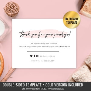 Product Care Card Template - Business Thank You Card - DIY Thank You Care Card - Packaging Insert - Customer Thank You Order Business Card
