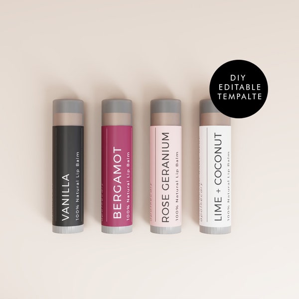 DIY Lip Balm Label Template, Editable Lip Balm Label, DIY Chapstick Label, Printable Lip Balm Label, Modern Simple Chapstick, Product Label