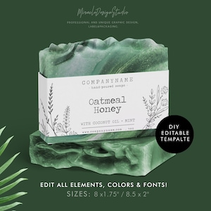Printable Soap Labels, DIY Organic Artisan Soap Template, Editable Label Design, Custom Soap Sleeve Label, Editable Digital Template