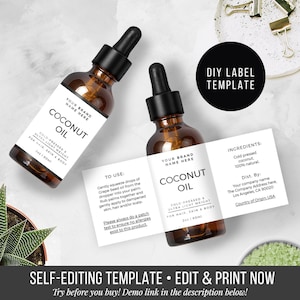 2oz Bottle Label, Editable Product Label , DIY Label, Product Label, Custom Label Template - Minimalistic Cosmetic Label - 3.75&quot; x 1.5&quot;