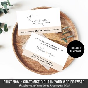 Business Thank You Card - Order Inserts template - Instant Thank You Card - Etsy Seller - Online store cards - Printables - Package Inserts