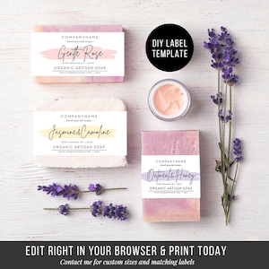 Craft Soap Editable Label Template - DIY Custom Soap Label Template - Stylish Soap Label Design - Printable Editable Templett 8.5"x 1.75"