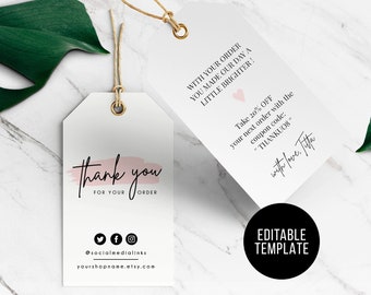 Custom Hang Tag - Ediatble Thank You Tag - Clothing Tag - Editable Hang Tag - Price Tag - Product Hang Tag Design - Labels and Tags 3.5"x2''