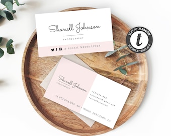 Editable Business Card, DIY Business Card, Feminine Business Card Template, Elegant Watercolor Business Card, DIY Template, Instant Download