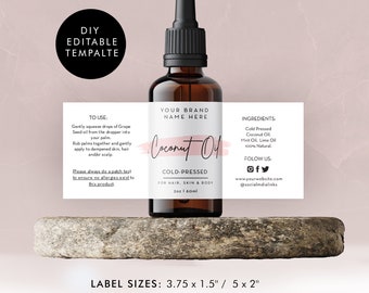 Editable Custom Product Label -  DIY Essential Oil Label - 2oz 4oz DIY Label Bottle Label -  Stylish Dropper Essential Oil Design