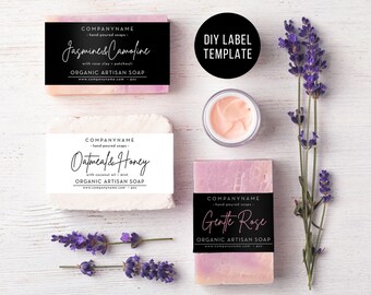 DIY Printable Soap Labels - Editable Label Template - Custom Soap Label Template - Stylish Soap Label Design - Templett 8.5"x 2"