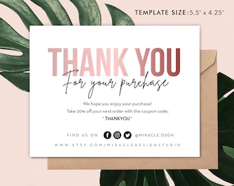 Business Thank You Card - Order Inserts Template - Instant Thank