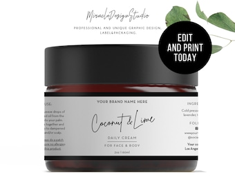 DIY Label Template - Editable Jar Label - 6x2" - Essential Bottle Oil Label - Custom Product Label - ORIGINAL Stylish Label Design