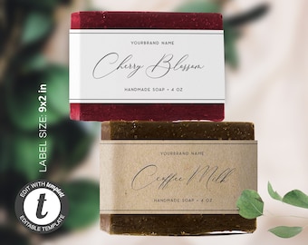 Custom Soap Label Template, Editable Label Template, DIY label, Bath product label, Reusable label template, Soap label, Label size 9"x 2"