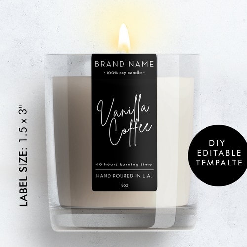Candle Label DIY Template Vertical Product Label Editable ...