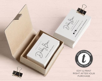 Editable Business Card, DIY Business Card, Feminine Business Card Template, Elegant Watercolor Business Card, DIY Template, Instant Download