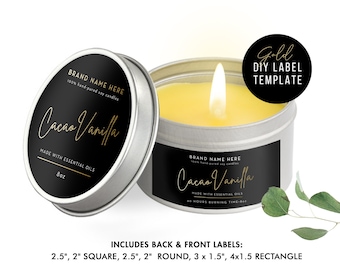 DIY Candle Label Templates - Tin Candle Label - Custom Product Label - Candle Packaging - Printable Label Design - Editable Label Template