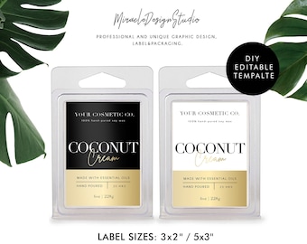 Wax Melts Label - DIY Wax Melt Label Template - Editable Product Label Design - Customizable Editable 3x2'' 5x3'' Template - Business label