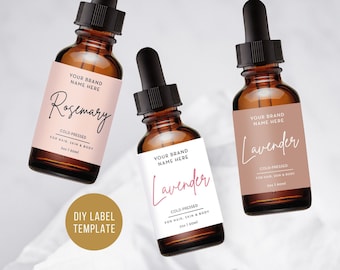 DIY Label Bottle Label - Custom Product Label - Editable Label Template - Stylish Essential Oil Label Design - 1 oz Bottle / 4 oz Jar Label