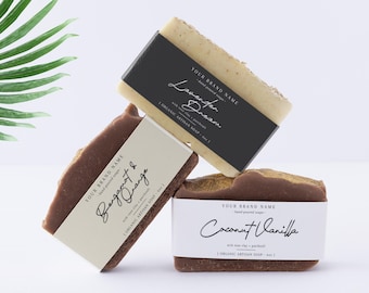 Custom Editable Soap Label Template, DIY Soap Bar Label, Printable Soap Packaging Label Design, Stylish Craft Soap Label 8x1.75'' / 8.5x 2"