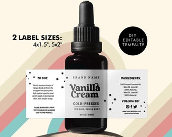 Editable Vintage Label Template, DIY Retro Bottle Label Design, Custom Product Label Design, Groovy Essential Oil - 2oz/4oz Printable labels
