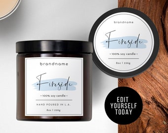 Candle label - DIY Editable Templates - Round and Square 3x3'' Editable Labels - Product label template - Stylish Cutsom Label Design