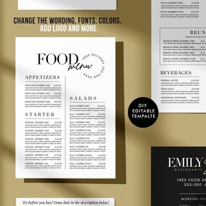 Editable Template Price List, Restaurant Food Menu, DIY Business Menu Template, Customizable Menu Design, DIY Printable Price List Template