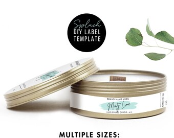 Candle Label Template, DIY Product Label, Editable Tin Candle Labels 5 sizes, Customizable Candle Packaging, Modern Printable Label Design