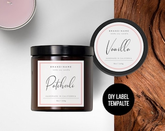 3x3'' Soy Candle Labels - DIY Label -  Candle Label Template - Edit and Print UNLIMITED - Printable Label - Original Product Label