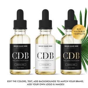 Hemp Seed Oil Label Template, DIY CBD Oil Label Design, Editable Dropper Bottle Label, Custom Product Jar Label, Cosmetic and Essential Oil