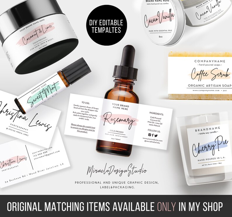 Wax Melts Label 2x3'' and 3x5'' - DIY Wax Melt Template - Editable Product Label Design - Customizable Editable Business Label Template image 8