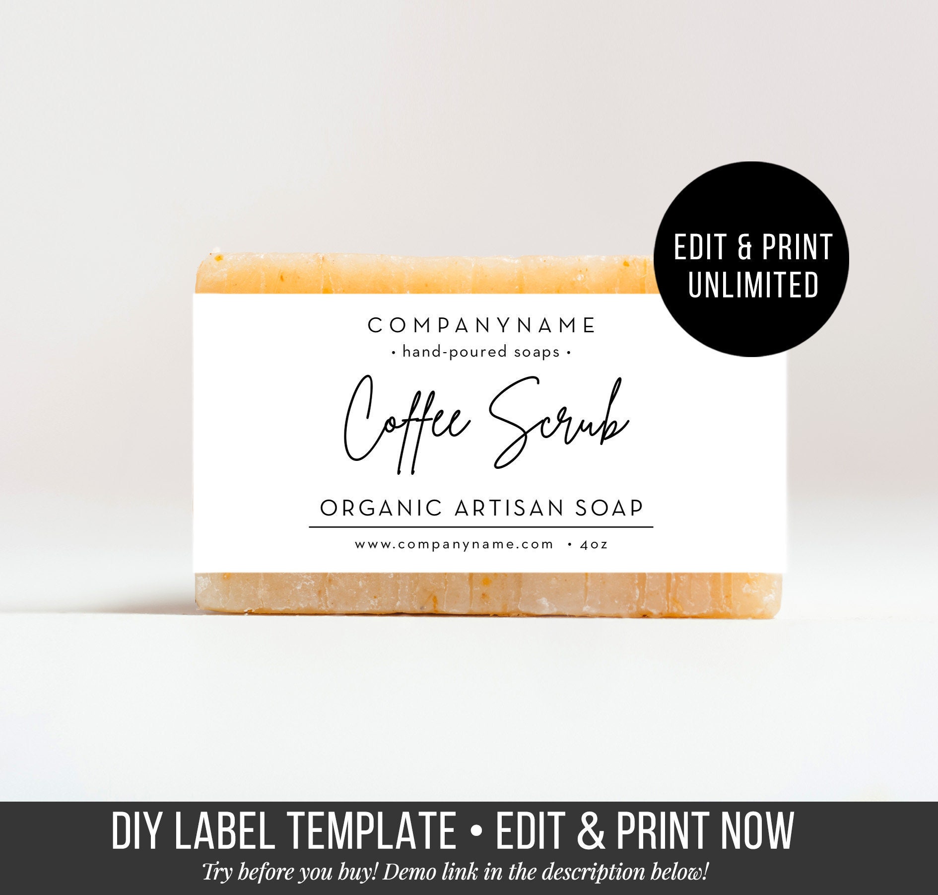 Custom Soap Label Template - DIY Printable Soap Labels - Editable Label  Template - Stylish Soap Label Design - Templett 23"x 23.23" Intended For Free Printable Soap Label Templates