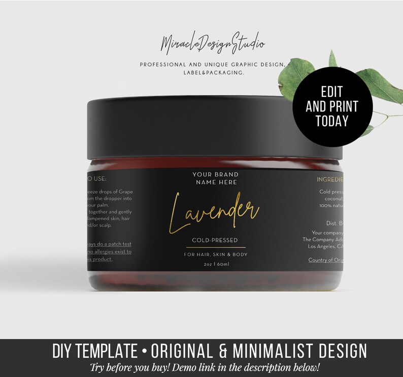 DIY Label Template Editable Jar Label 7.75x1.75 Etsy