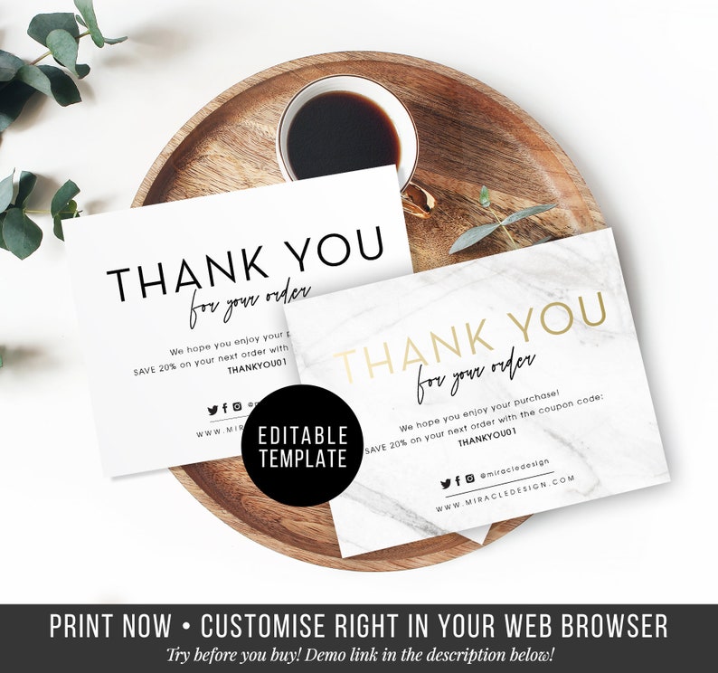 Faux Gold Premade Business Thank You Card Template Order - Etsy