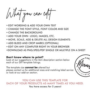 Wax Melts Label 2x3'' and 3x5'' - DIY Wax Melt Template - Editable Product Label Design - Customizable Editable Business Label Template image 4