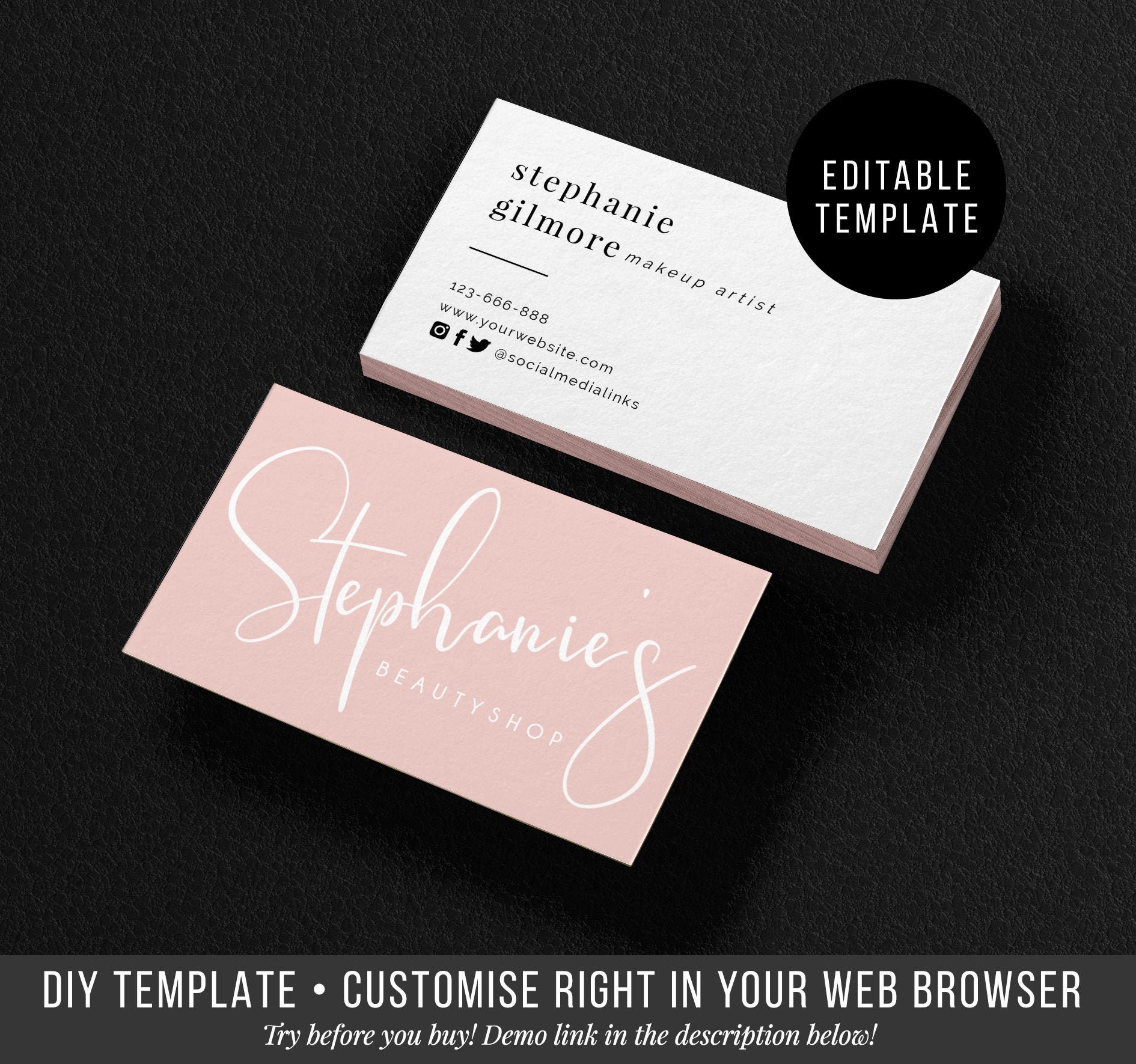 DIY Business Card Printable Business Card Template Instant - Etsy