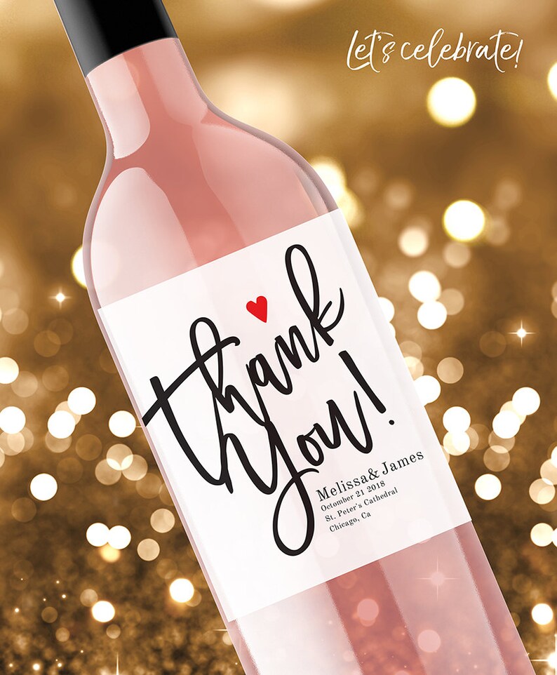 Custom wine label Wedding Bottle Label Wedding wine label Thank you wine label- Personalized Label Wine label Birthday Wine Label