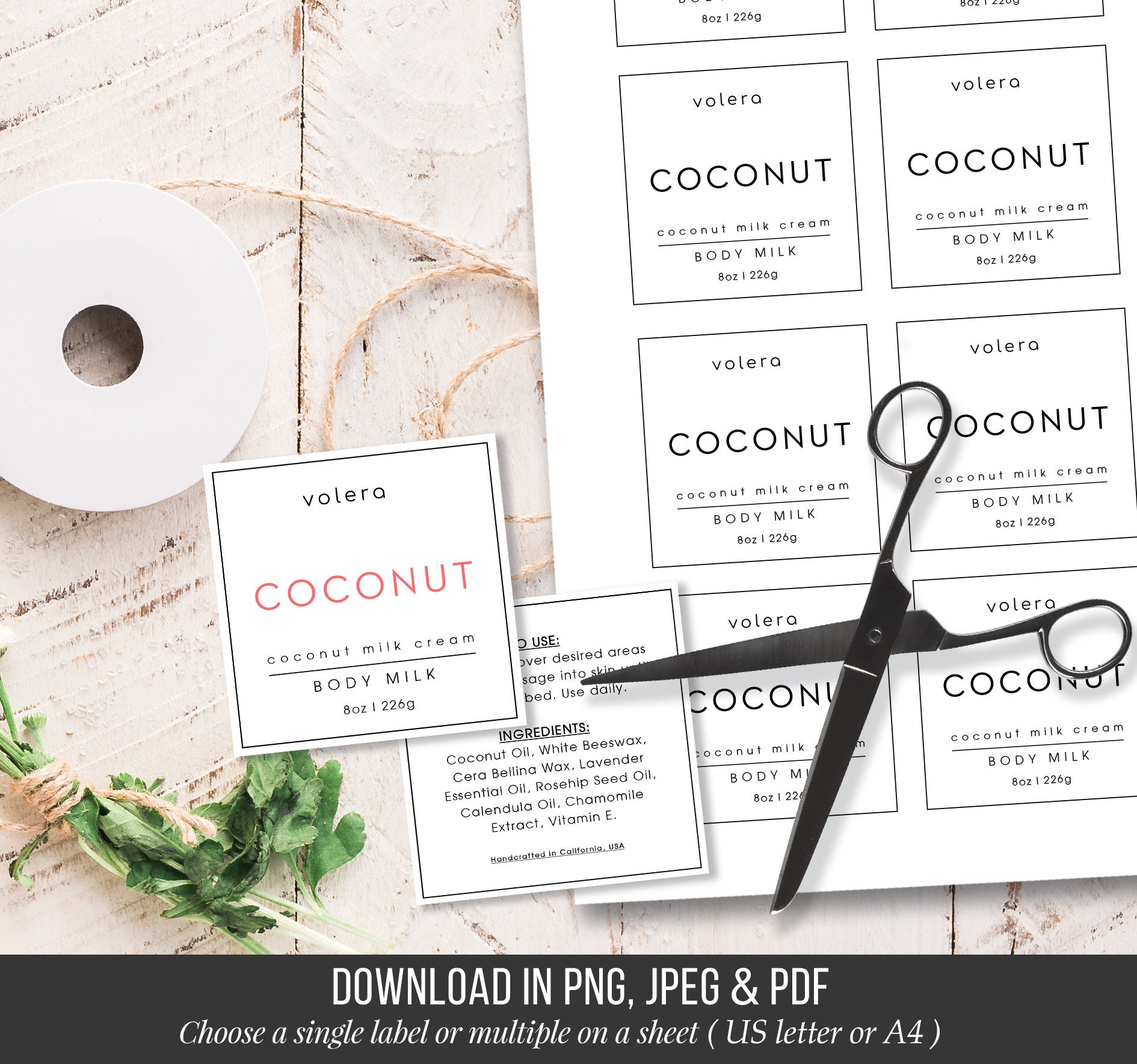 Two Part Label Customizable 2'',3'',4'' DIY Labels - Product Label Template - Editable Stylish ...