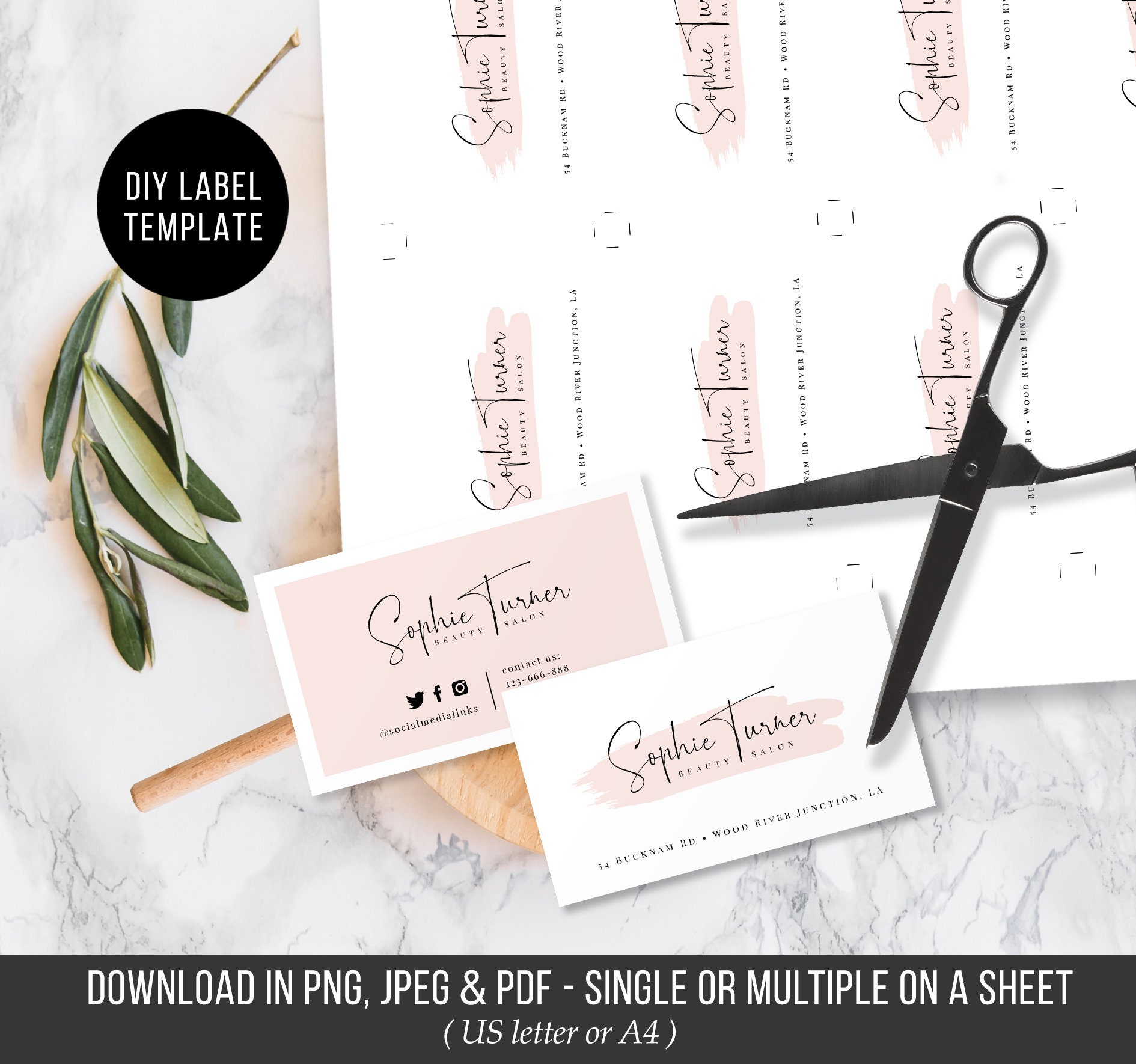 Printable Business Card Template DIY Business Card Instant - Etsy