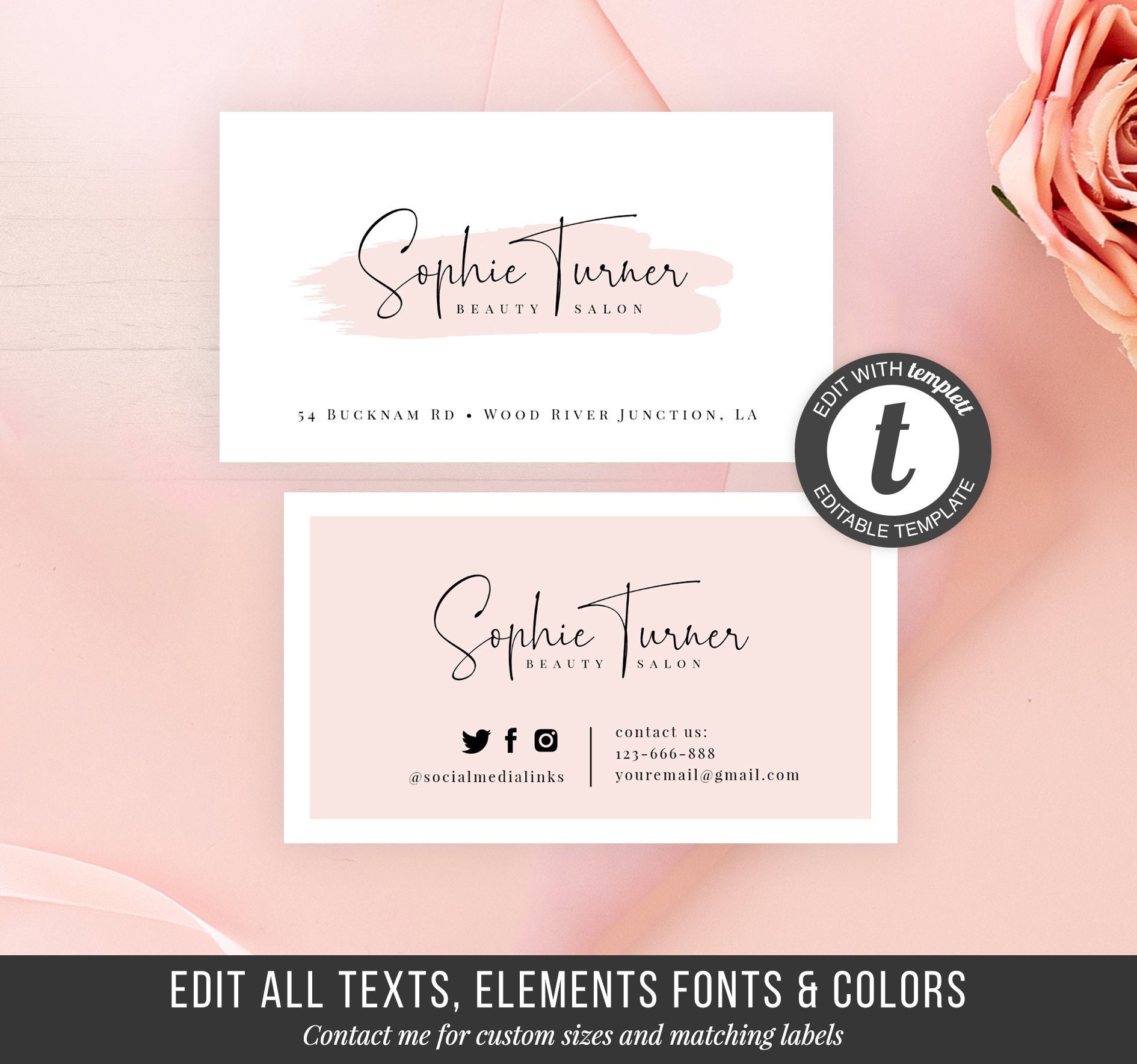 Printable Business Card Template DIY Business Card Instant - Etsy