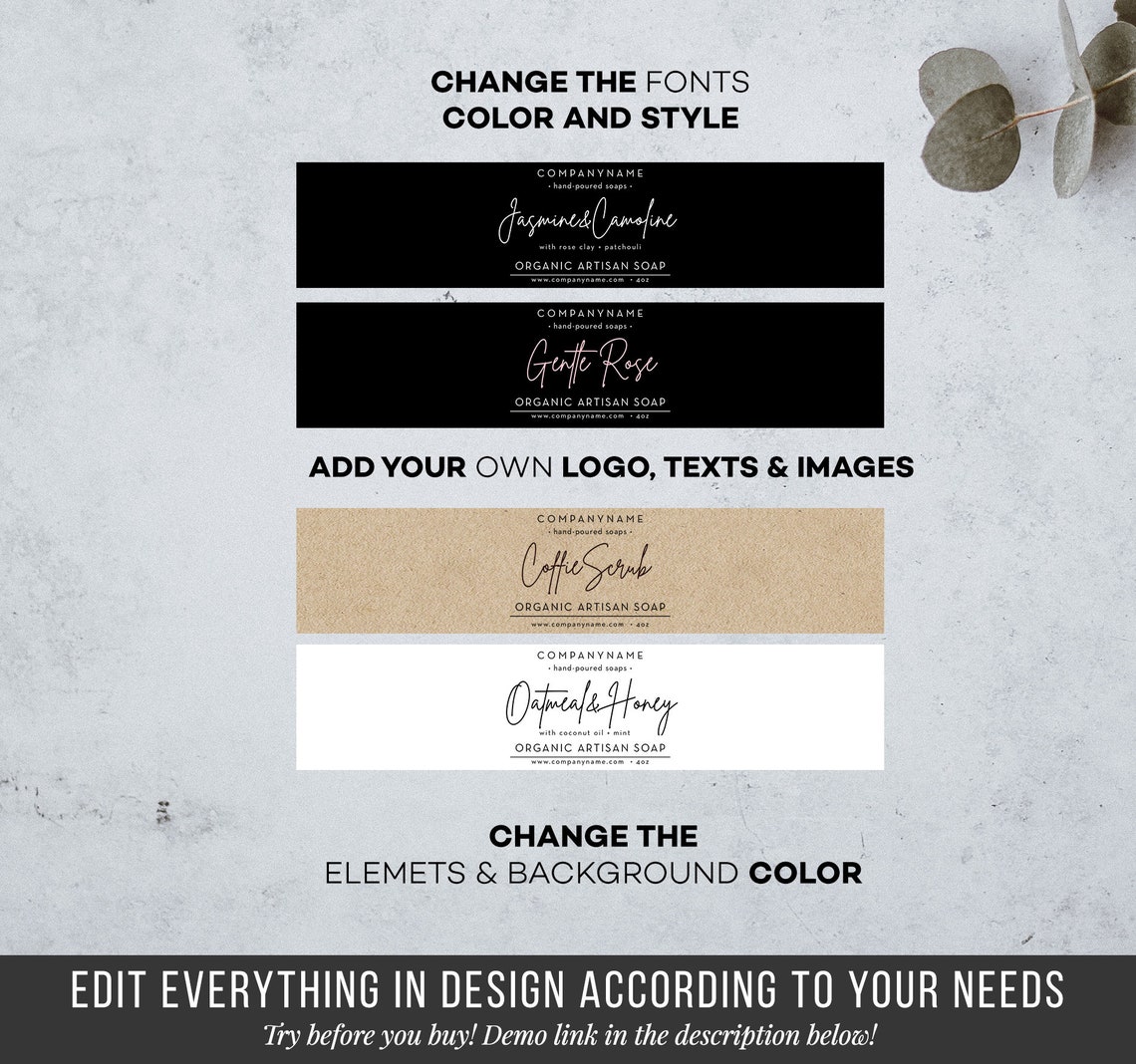 DIY Printable Soap Labels Editable Label Template Custom | Etsy